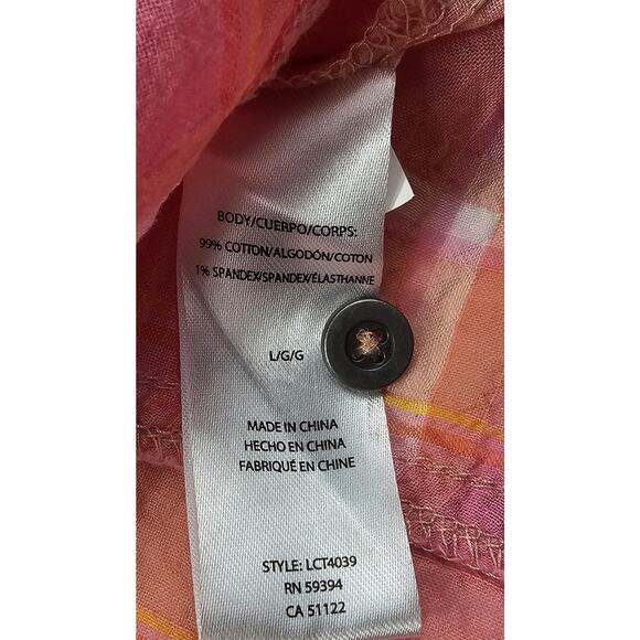 Beach Lunch lounge sz XL guaze crinkle button up long sleeve orange raglan top - Picture 4 of 7